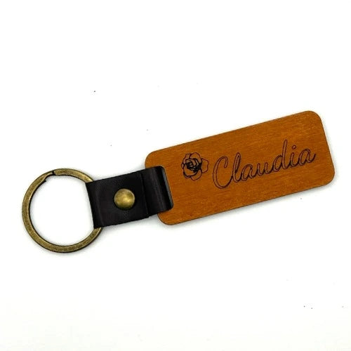 Schlüsselanhänger aus Holz mit Lasergravur "Icon und Name"