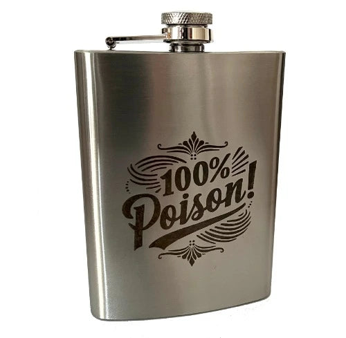 Edelstahl Flachmann mit Lasergravur "100% Poison"
